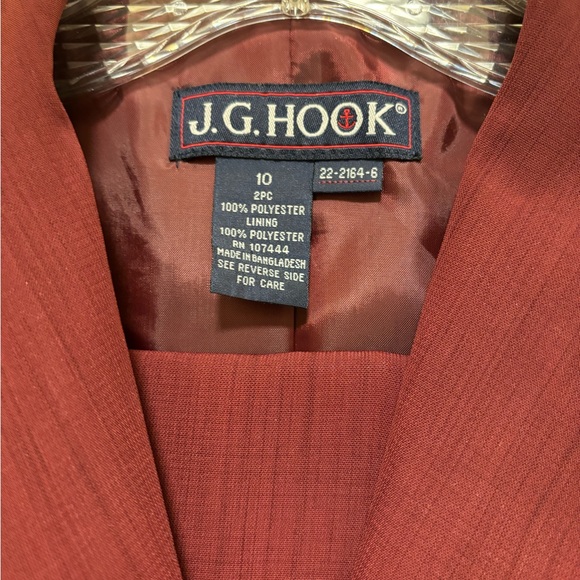 J. G. Hook W Size 10 Maroon Long Sleeve Shawl Collar Double Breasted Pantsuit - Picture 5 of 12